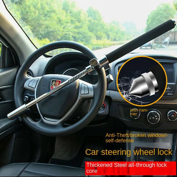 Universal Car Steering Wheel Lock β Adjustable Length Double Hook Anti-Theft Clamp